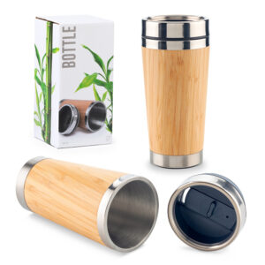 MUG METALICO CON BAMBOO 500ML